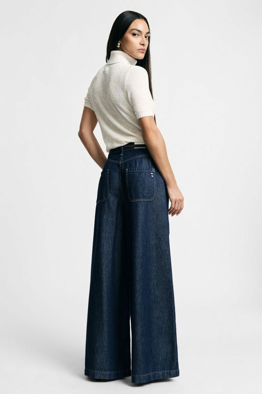 ELENA WIDE DENIM PANTS - Vesta Donna