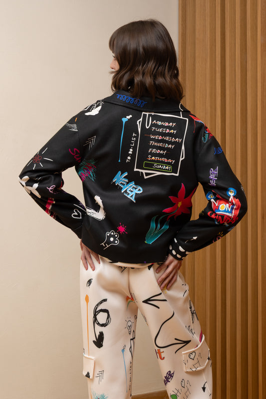 SUNDAY MOOD CROPPED JACKET BLACK - Vesta Donna