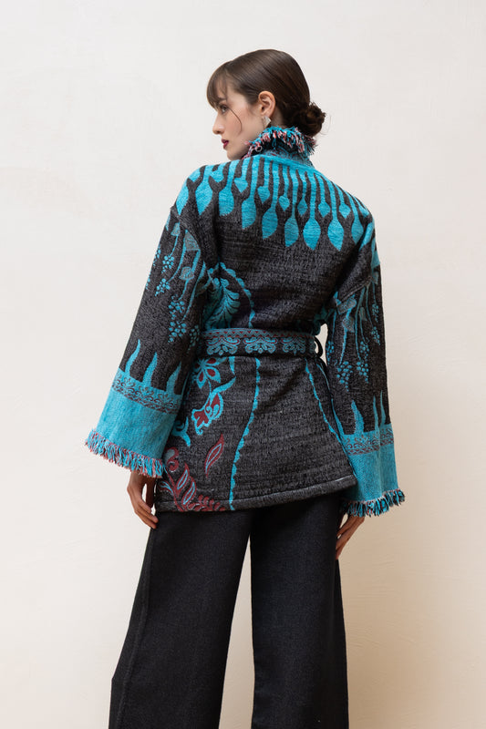 JACQUARD FRINGE CARDIGAN - Vesta Donna