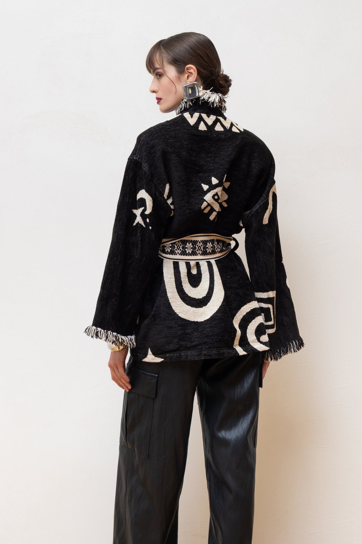 MONOCHROME ART CARDIGAN BLACK - Vesta Donna