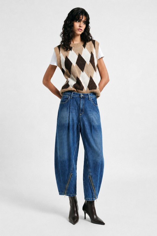 NORA BALLOON DENIM PANTS - Vesta Donna