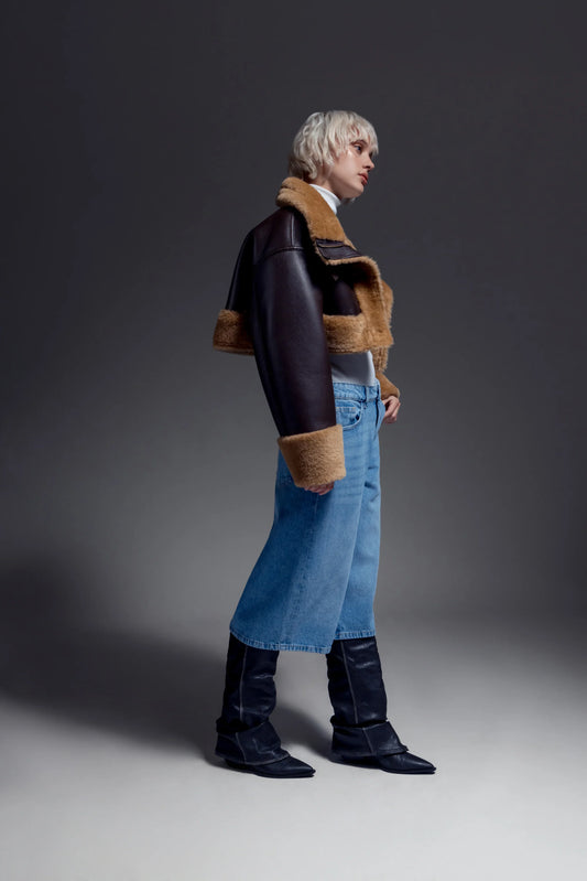 SINTHIA AVIATOR JACKET BROWN - Vesta Donna