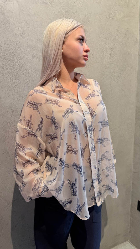 LOBSTER SHIRT BLUE - Vesta Donna