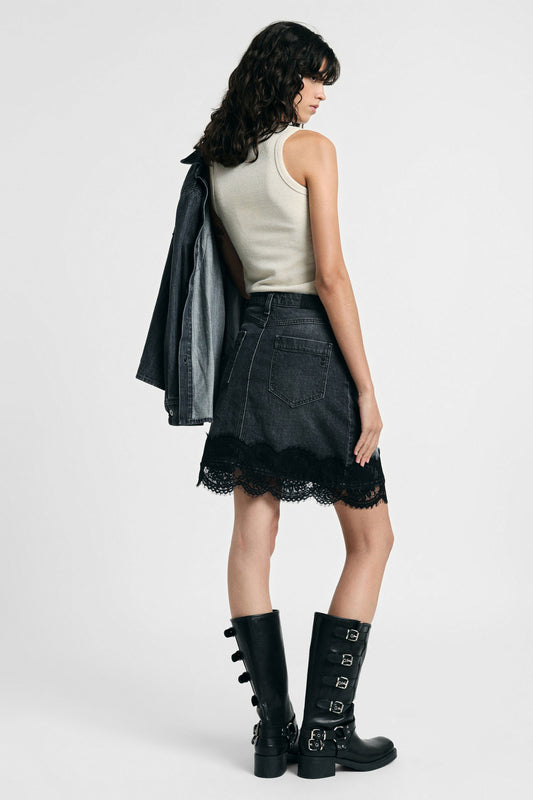 KACIA LACE DENIM SKIRT - Vesta Donna