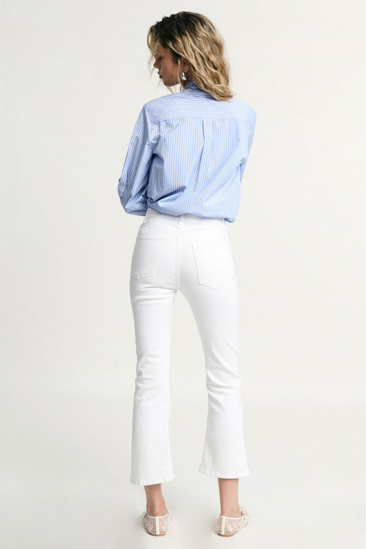 SHANA CROP BELL JEANS WHITE - Vesta Donna