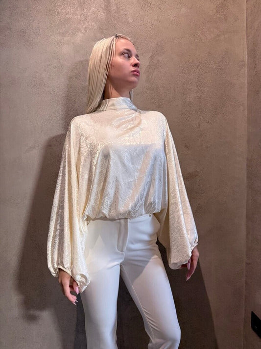 MAYLA TOP ECRU SNAKE - Vesta Donna