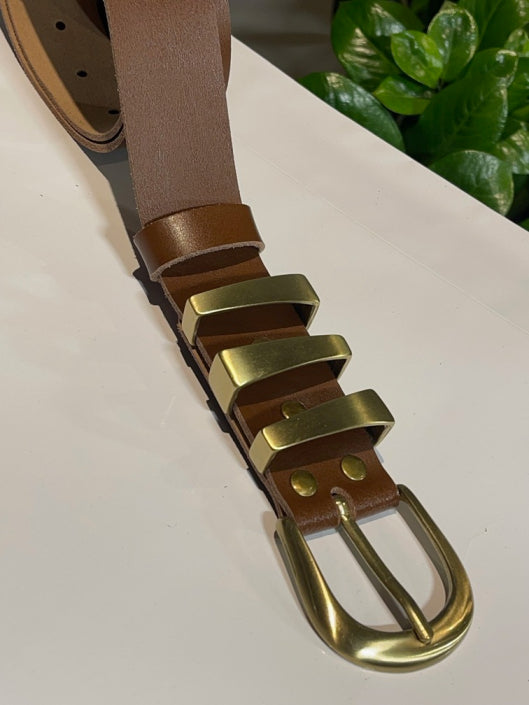 KIA BELT BROWN GOLD - Vesta Donna