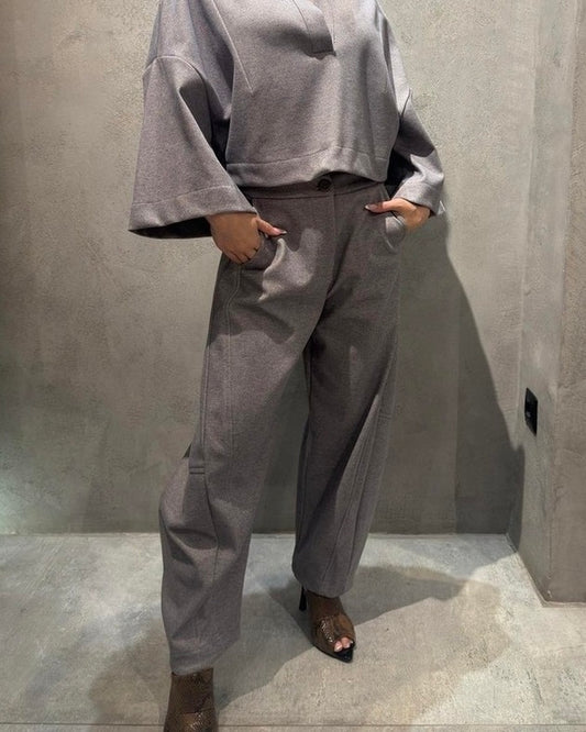 JACKIE FLEECE PANTS GREY - Vesta Donna
