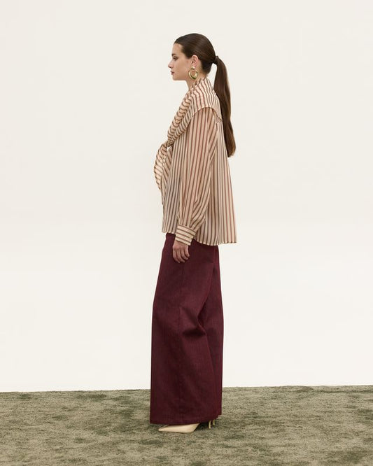 MILA STRIPED SCARF SHIRT - Vesta Donna
