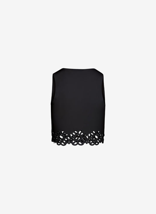 LILY CROPPED TANK TOP BLACK - Vesta Donna