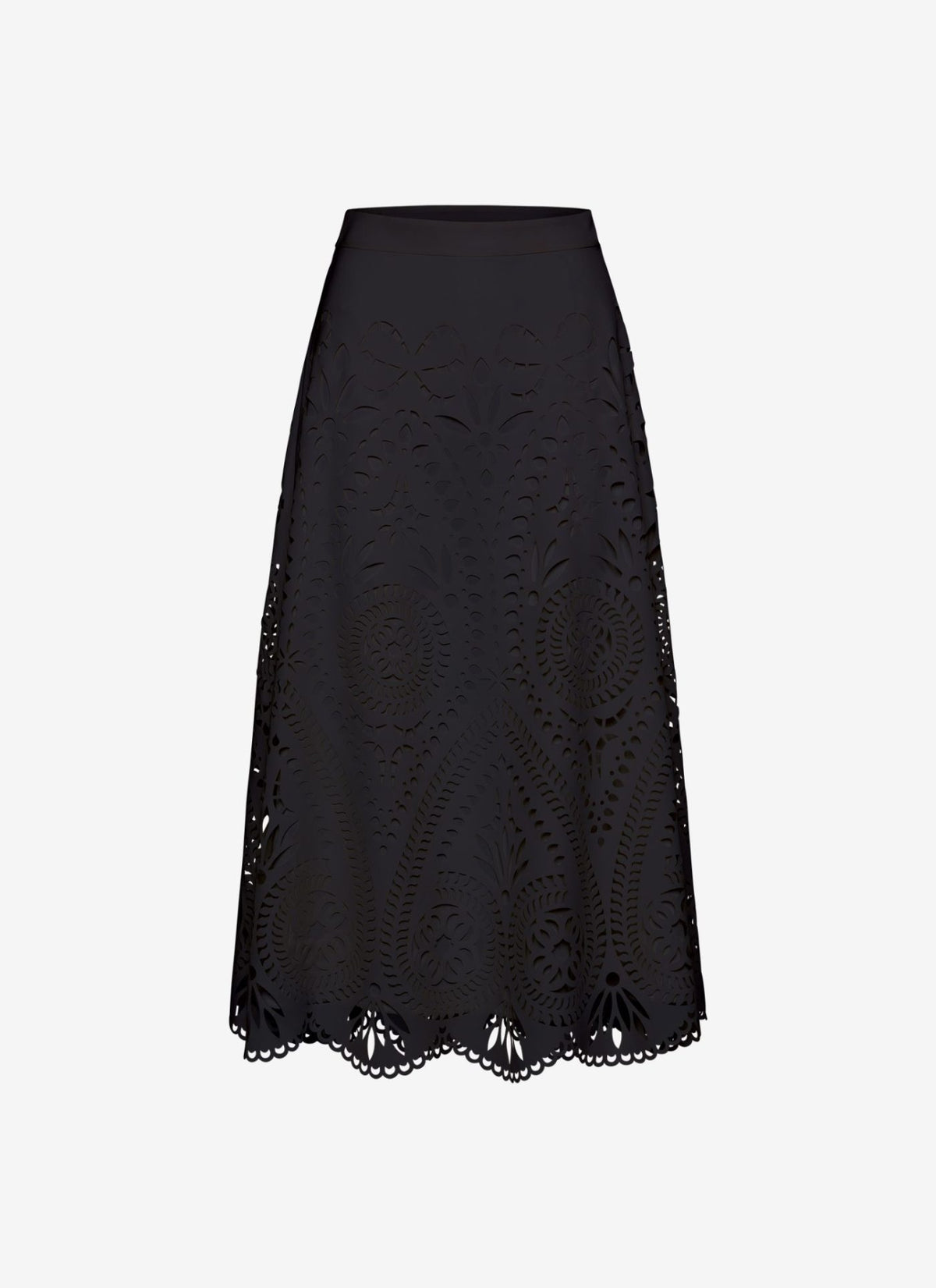 NORA MIDI SKIRT A-LINE BLACK - Vesta Donna