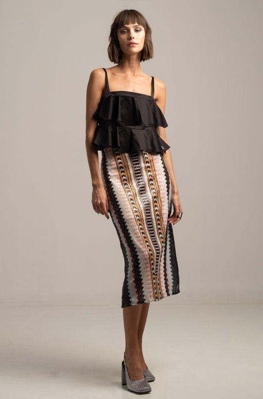 TWIRL TOP BLACK - Vesta Donna