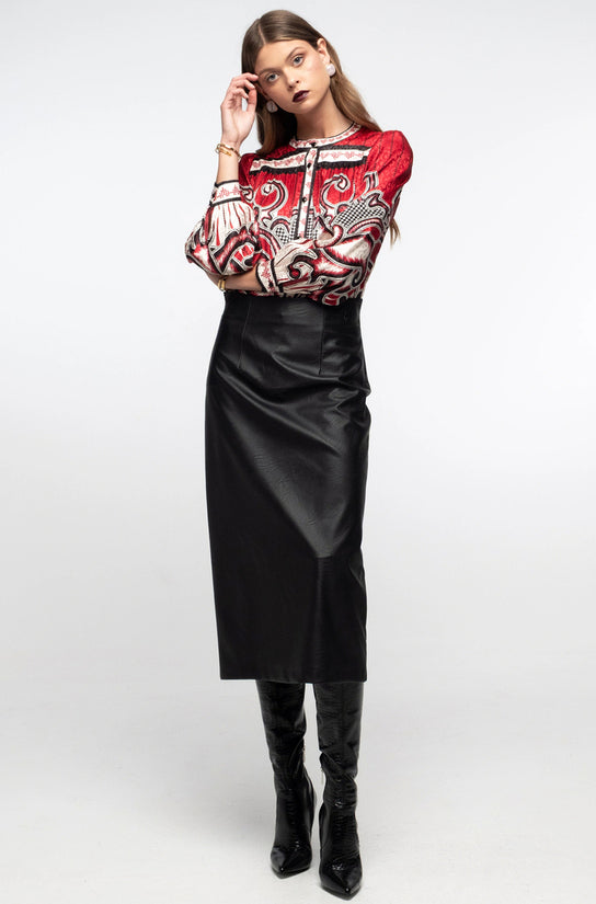 LIQUORICE MIDI SKIRT BLACK - Vesta Donna