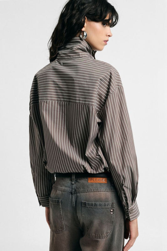  JINA STRIPED HIGH NECK SHIRT - Vesta Donna 