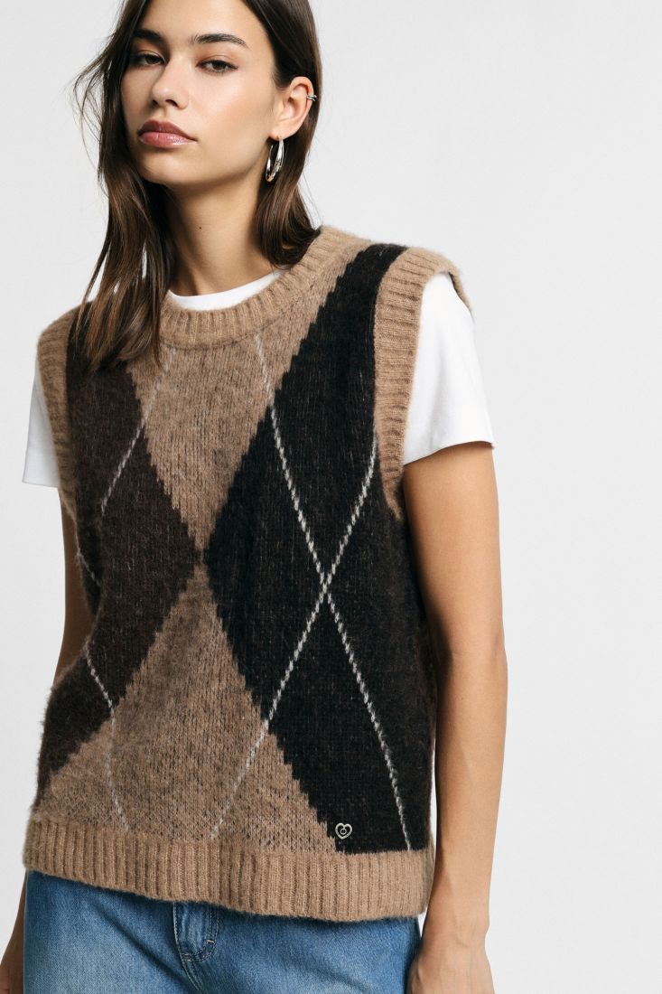  AVERY ARGYLE KNIT VEST - Vesta Donna 