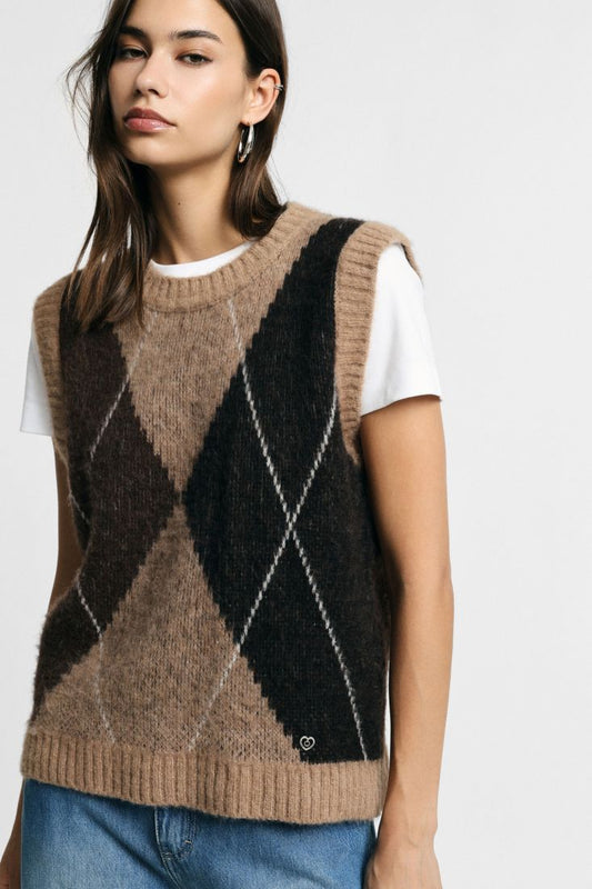  AVERY ARGYLE KNIT VEST - Vesta Donna 