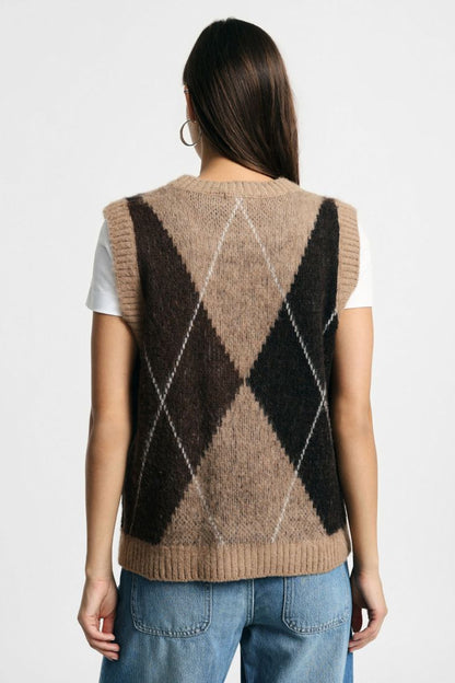  AVERY ARGYLE KNIT VEST - Vesta Donna 