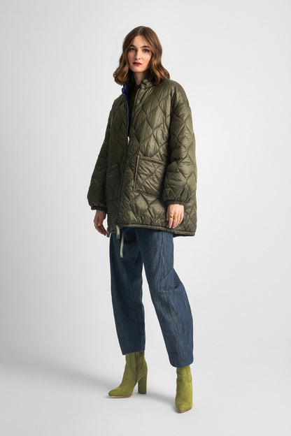  MARSHA DOUBLE FACED JACKET KHAKI BLUE - Vesta Donna 