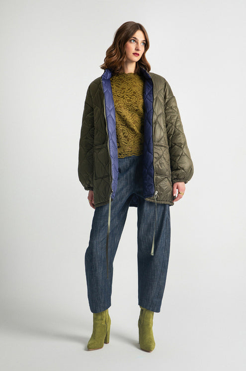  MARSHA DOUBLE FACED JACKET KHAKI BLUE - Vesta Donna 