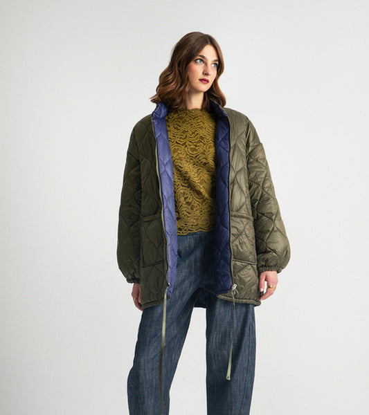  MARSHA DOUBLE FACED JACKET KHAKI BLUE - Vesta Donna 