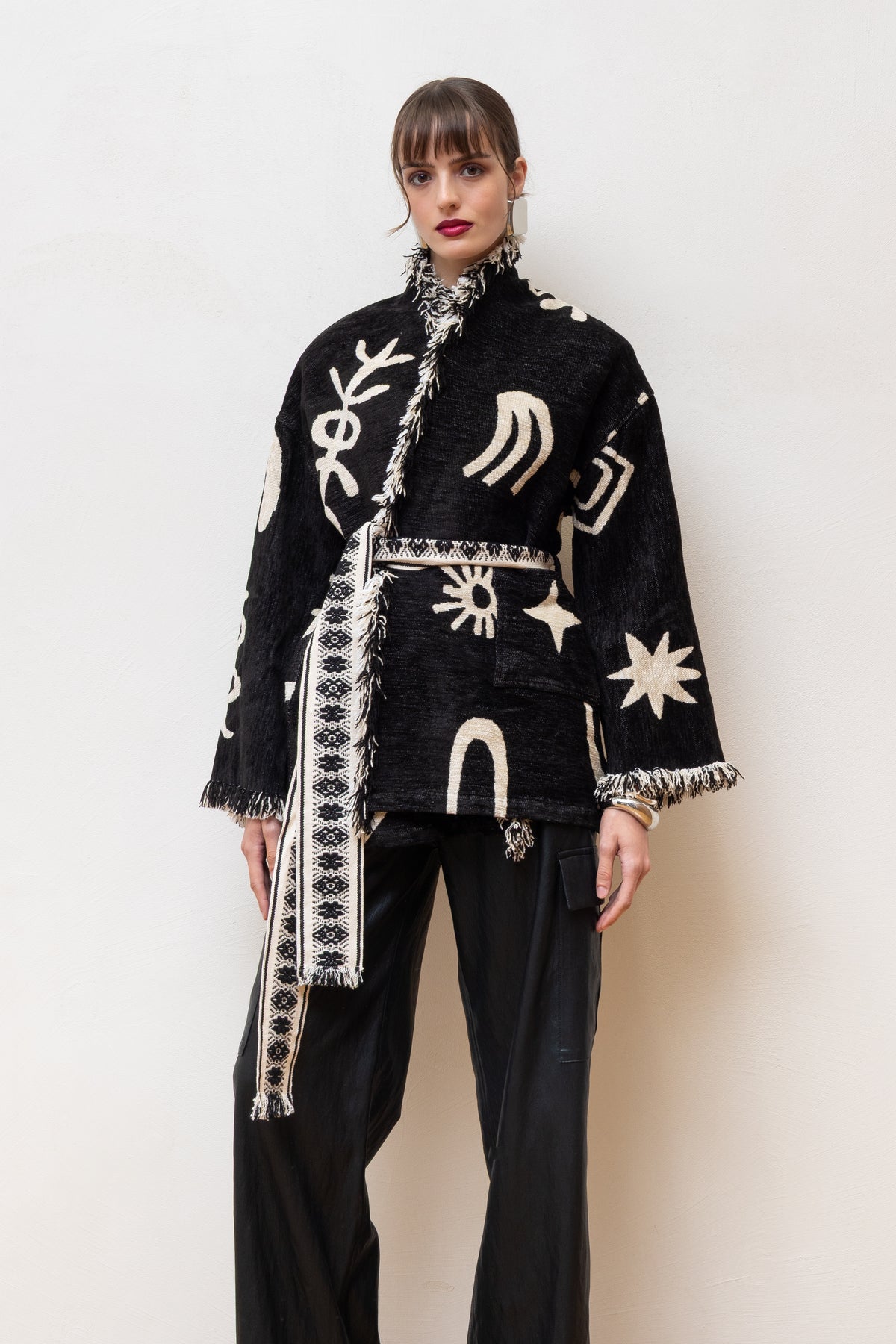  MONOCHROME ART CARDIGAN BLACK - Vesta Donna 