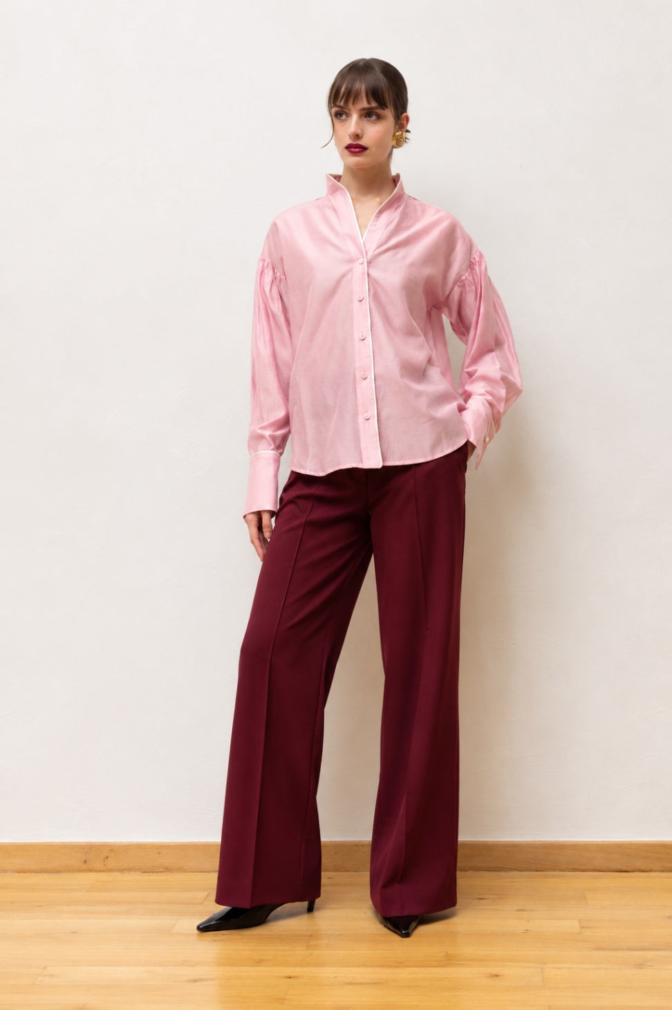  DINA LYOCELL CONTRAST SHIRT PINK - Vesta Donna 