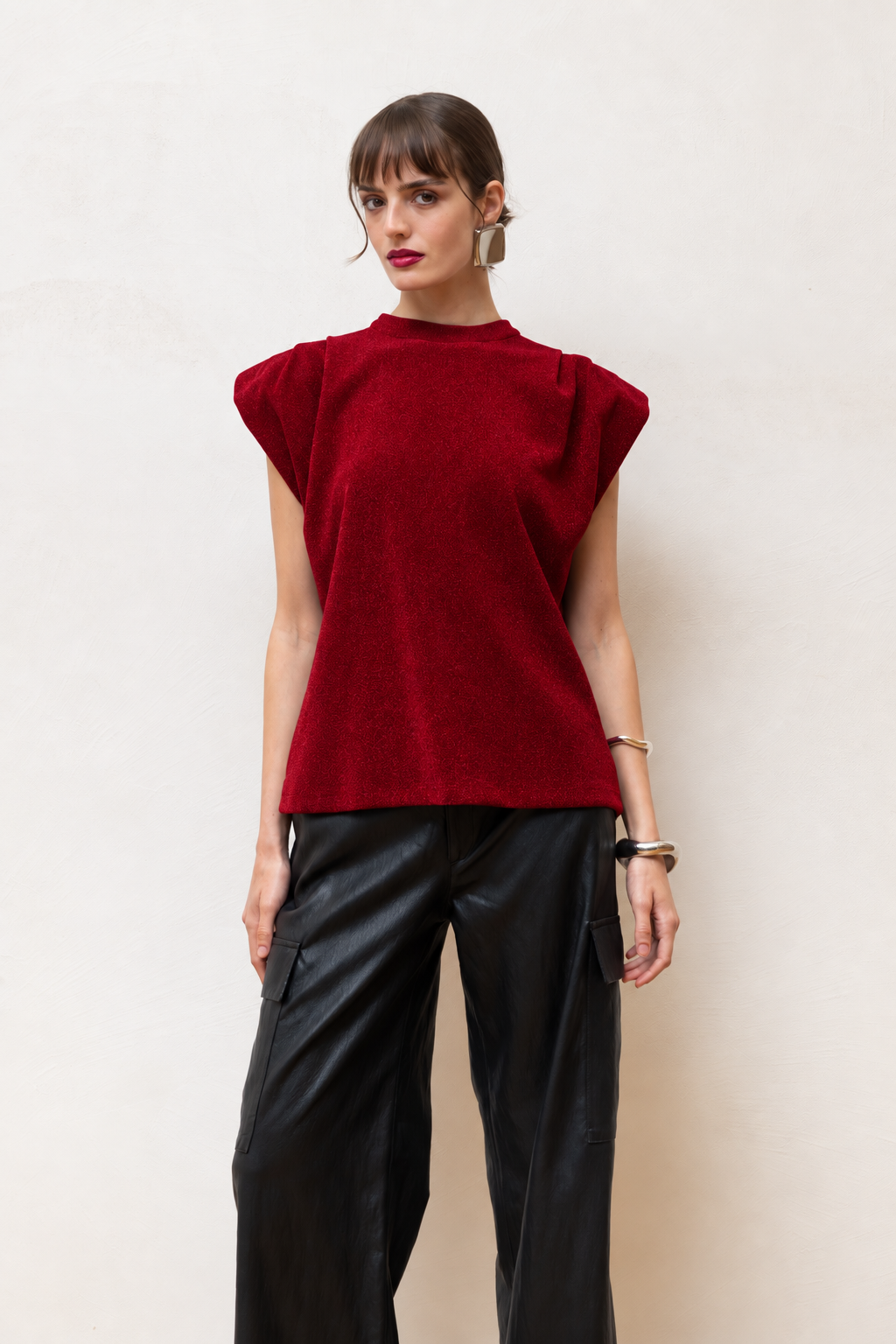  STAGE STRUCTURED SHOULDER TOP RED - Vesta Donna 