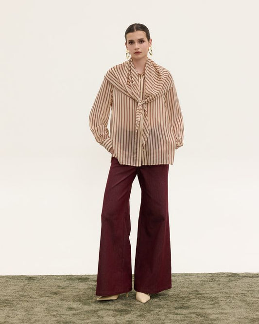  MILA STRIPED SCARF SHIRT - Vesta Donna 