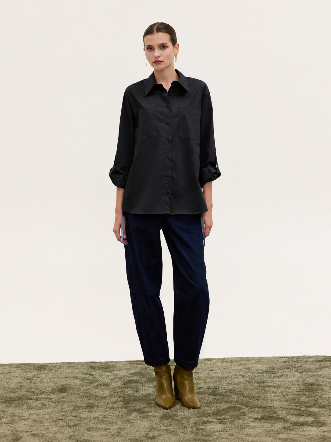  LIVIA RELAXED SHIRT BLACK - Vesta Donna 