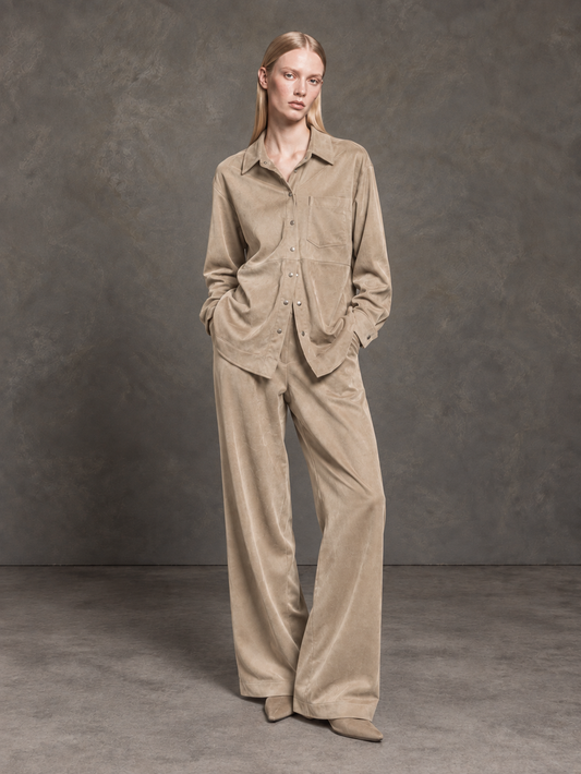  COCOA SUEDE SHIRT BEIGE - Vesta Donna 