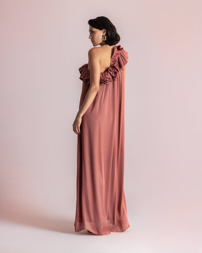  CHLOE ONE SHOULDER DRESS BRICK - Vesta Donna 