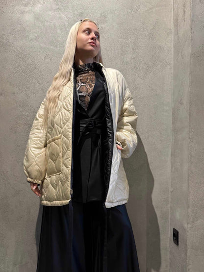  MARSHA DOUBLE FACED JACKET BLACK ECRU - Vesta Donna 