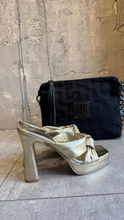  MAIRILYN PLATINUM LEATHER HEELS - Vesta Donna 