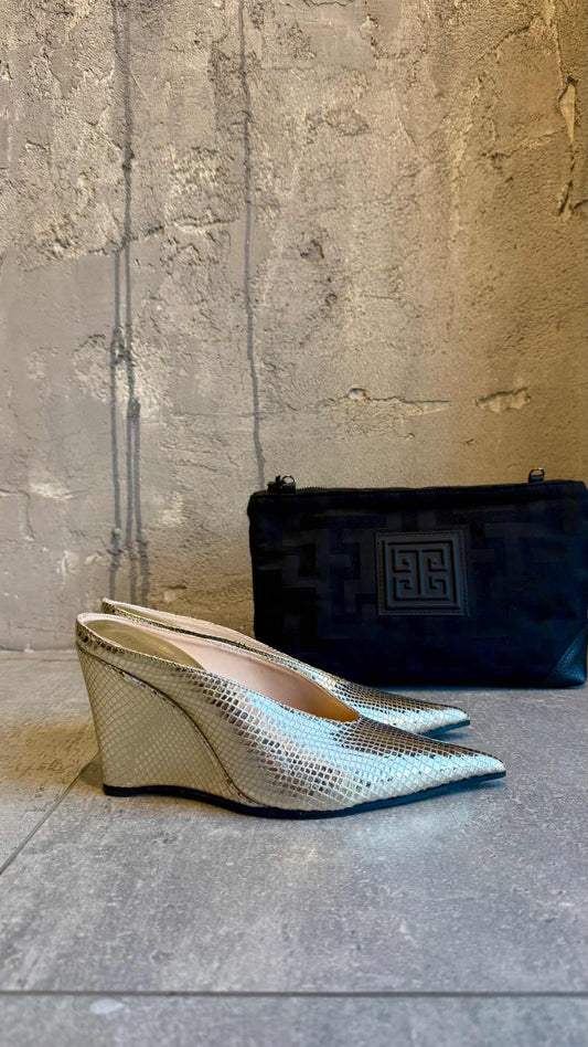  DELMA METALLIC SNAKE LEATHER HEELS - Vesta Donna 
