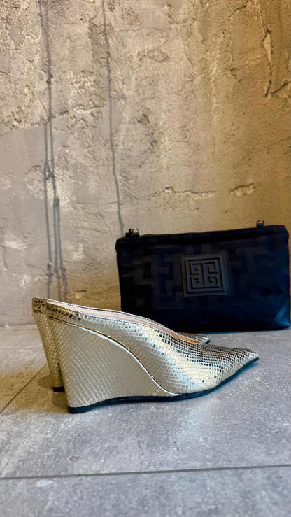  DELMA METALLIC SNAKE LEATHER HEELS - Vesta Donna 