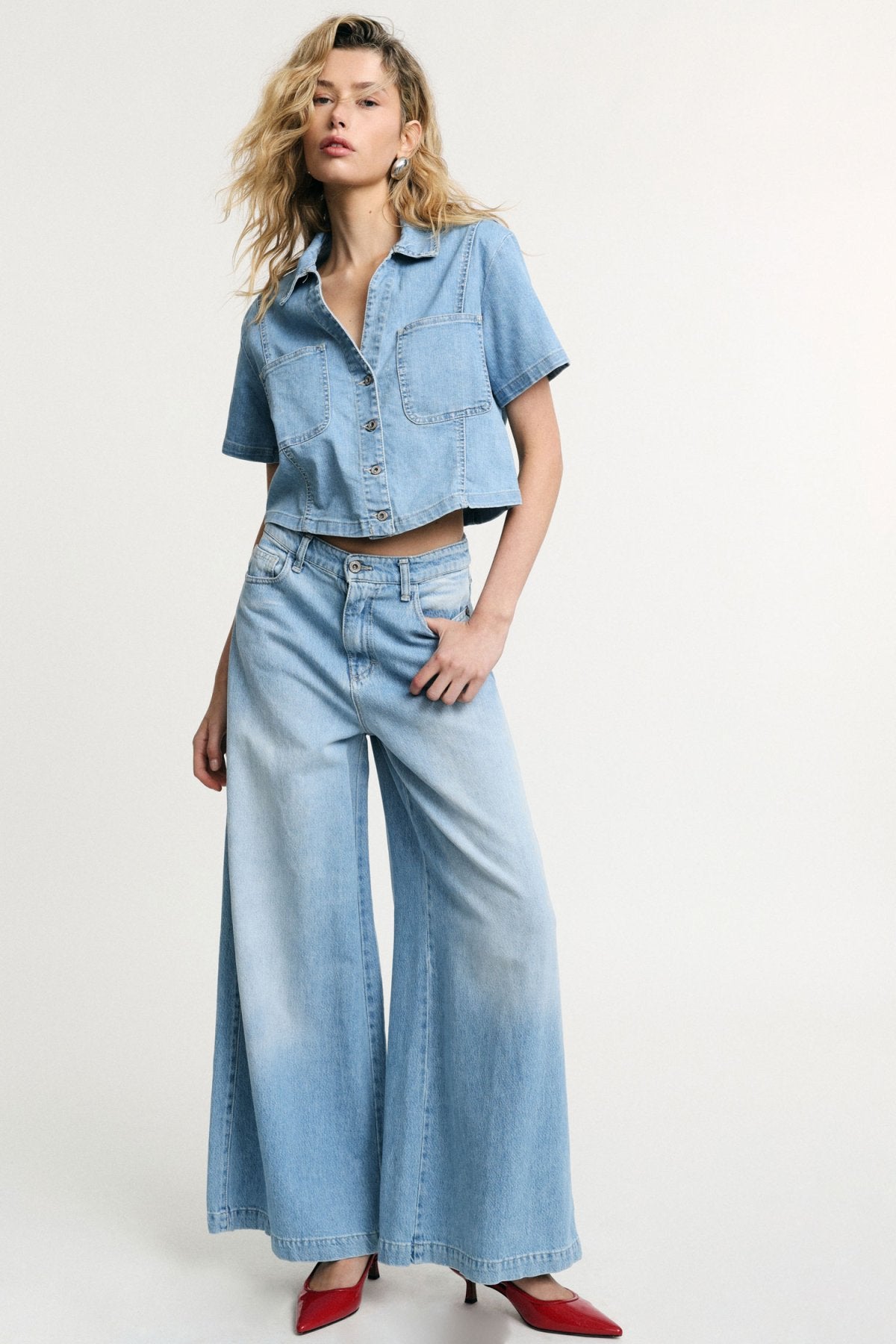  FLERIANA WIDE LEG JEANS LIGHT BLUE - Vesta Donna 