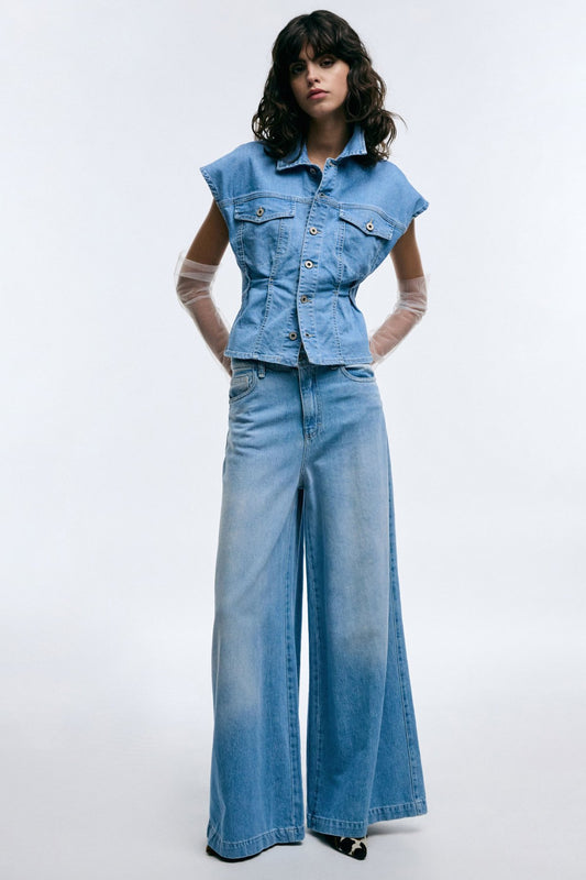  FLERIANA WIDE LEG JEANS LIGHT BLUE - Vesta Donna 