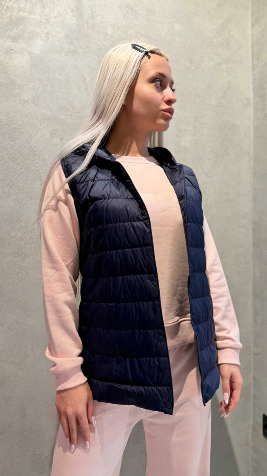  MARINA SLEEVELESS JACKET DARK BLUE - Vesta Donna 