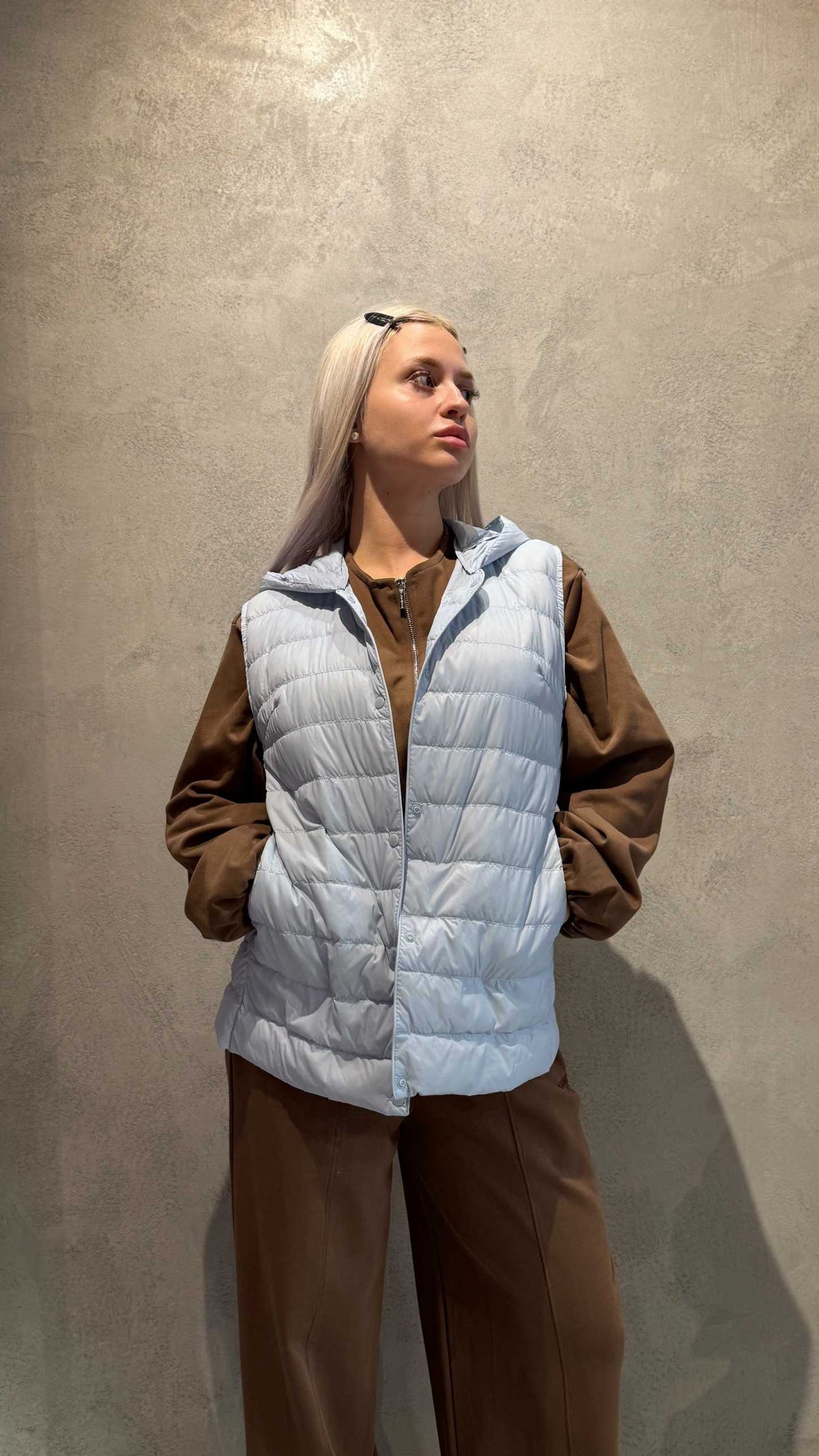  MARINA SLEEVELESS JACKET LIGHT BLUE - Vesta Donna 