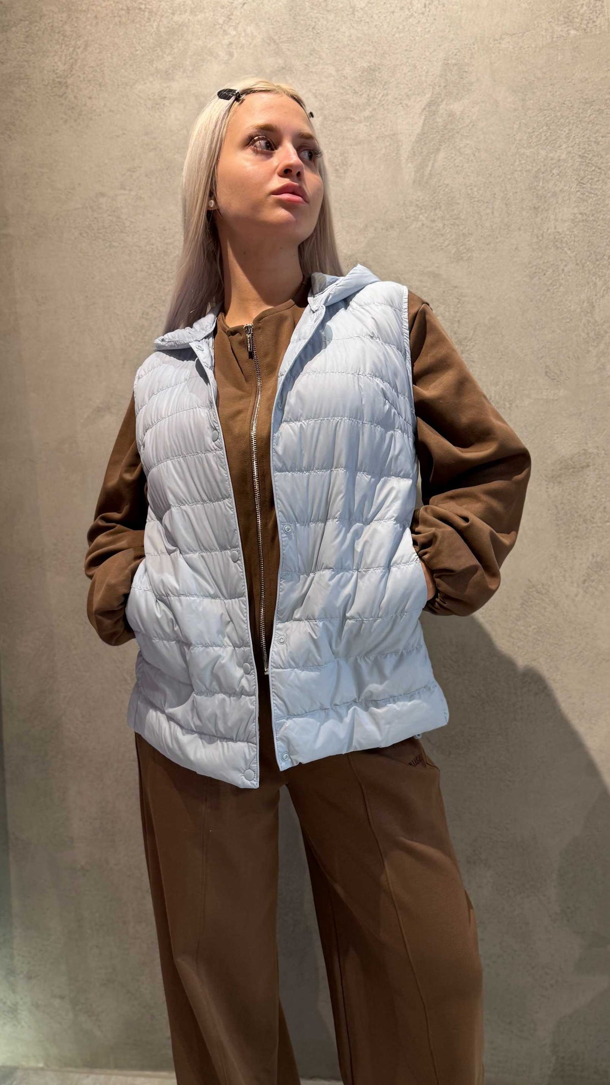  MARINA SLEEVELESS JACKET LIGHT BLUE - Vesta Donna 