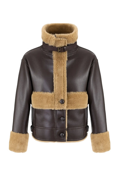  SINTHIA AVIATOR JACKET BROWN - Vesta Donna 