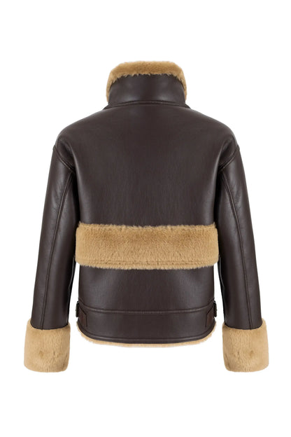  SINTHIA AVIATOR JACKET BROWN - Vesta Donna 