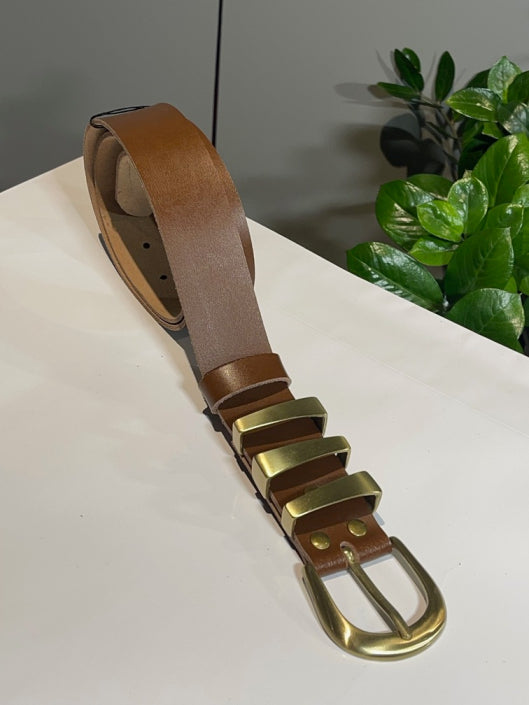  KIA BELT BROWN GOLD - Vesta Donna 