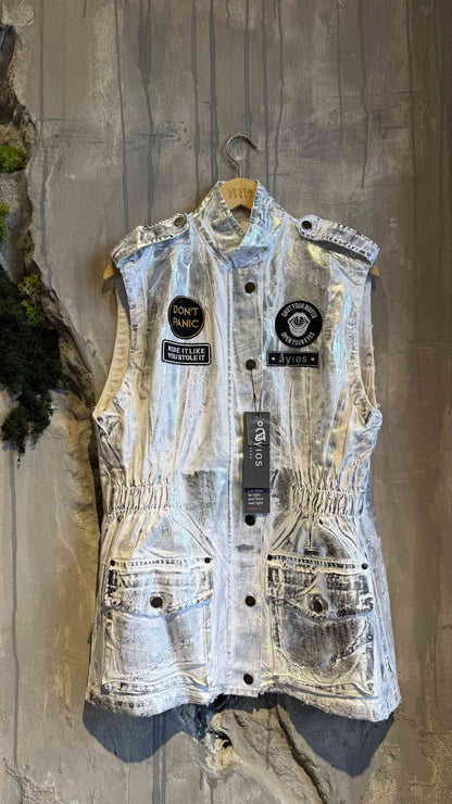  SYLVA SLEEVELESS JACKET WHITE FOIL - Vesta Donna 