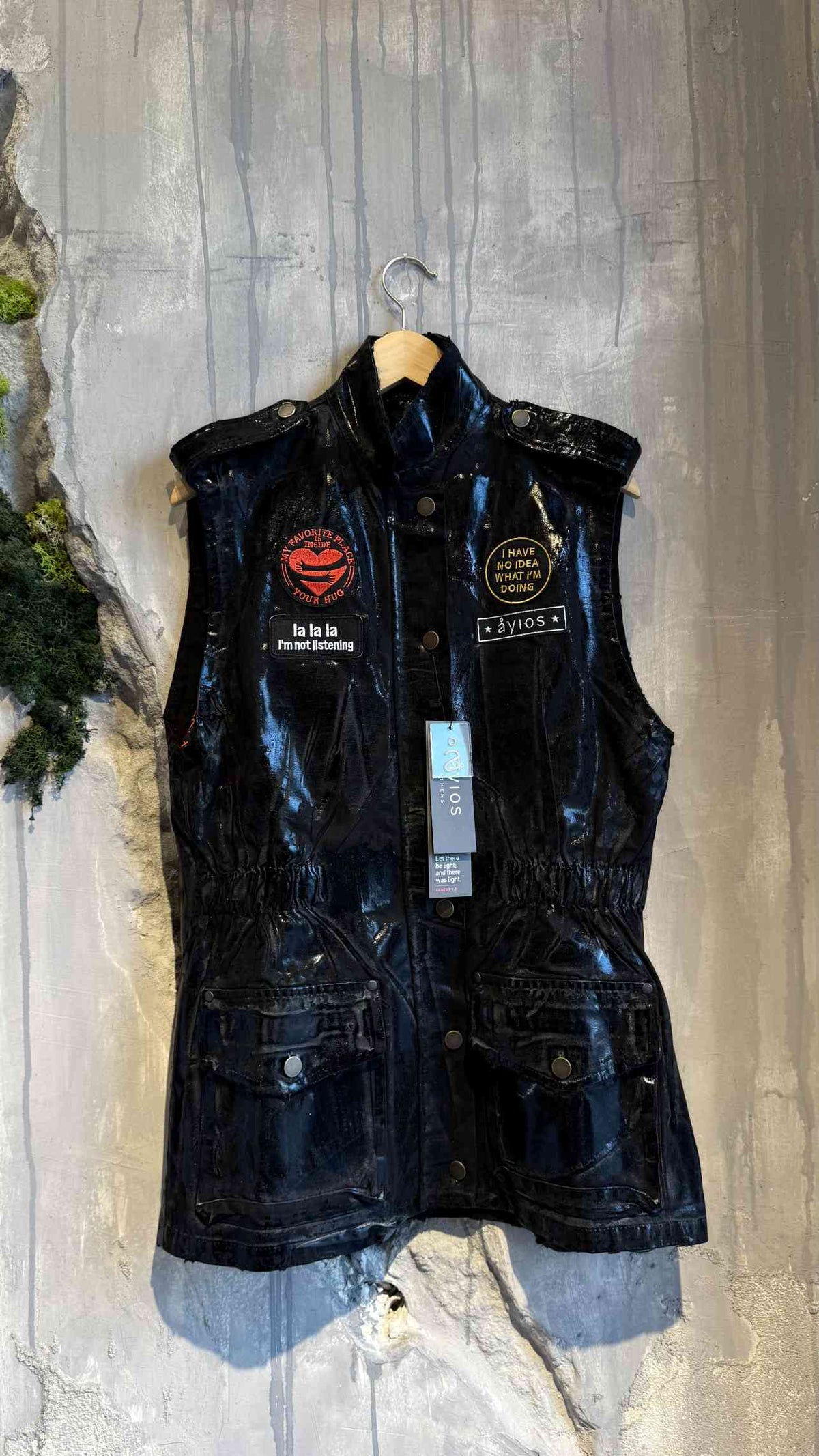  TAIRA SLEEVELESS JACKET BLACK FOIL - Vesta Donna 