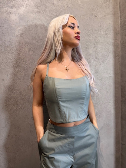  VIKTORIA BUSTIER TOP KHAKI - Vesta Donna 