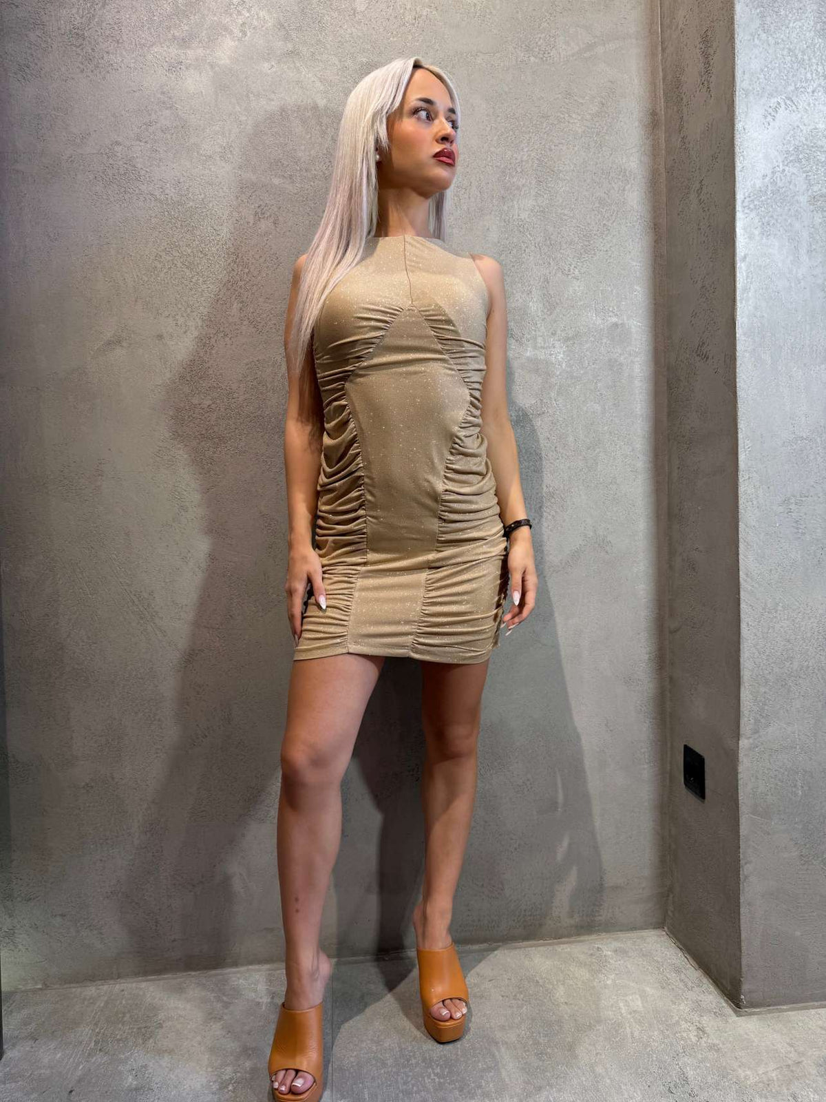  PALOMA MINI DRESS GOLD - Vesta Donna 