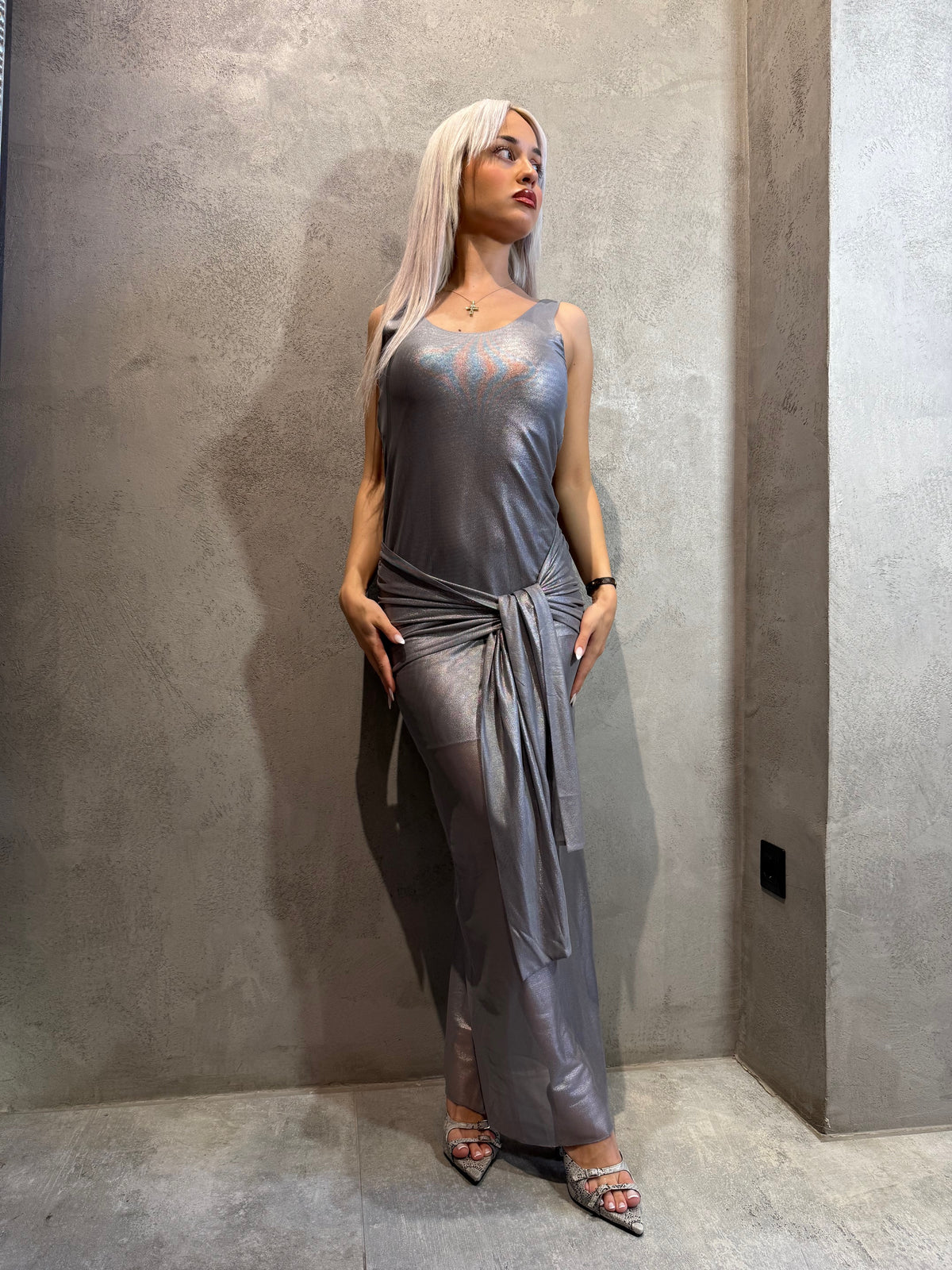  NETA DRESS SILVER - Vesta Donna 