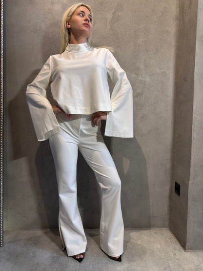  MAIA FLARE PANTS ECRU - Vesta Donna 