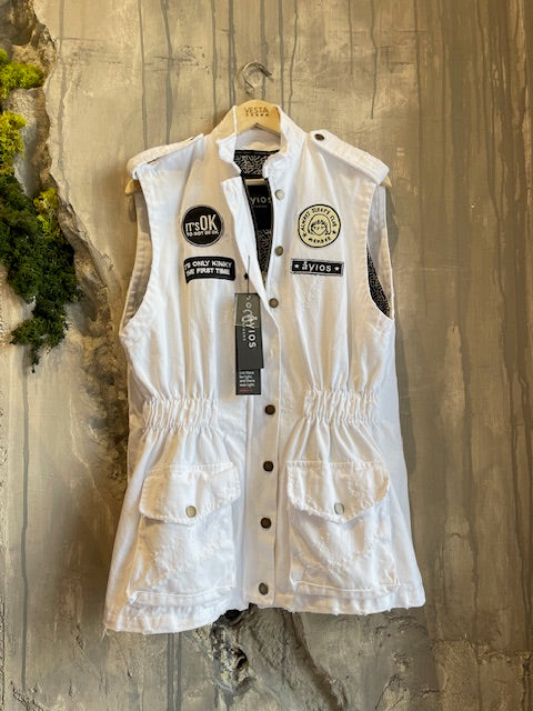  MARDE SLEEVELESS JACKET WHITE - Vesta Donna 